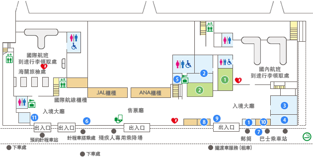 小松機場攻略2026|交通巴士時刻、免稅店、必買伴手禮完整指南 - 第2張圖 小松機場一樓平面圖
